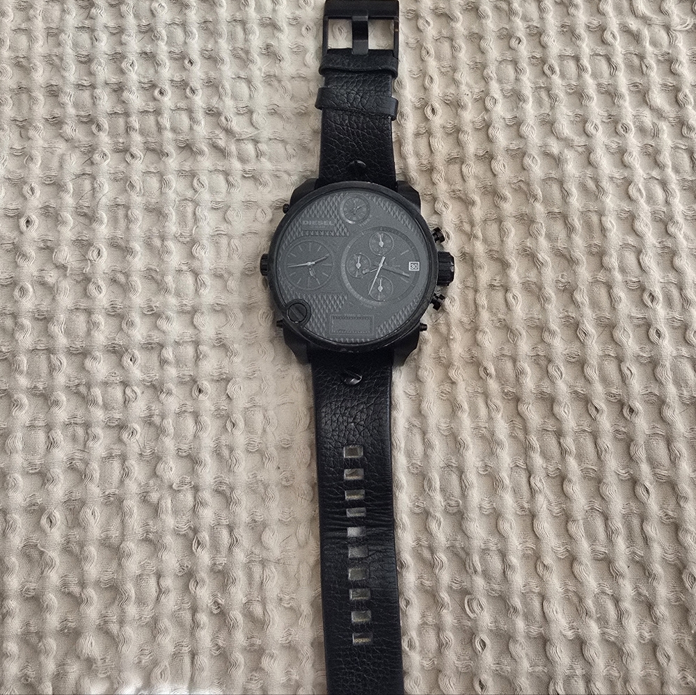 Diesel Mr Daddy Black Leather Men's Watch